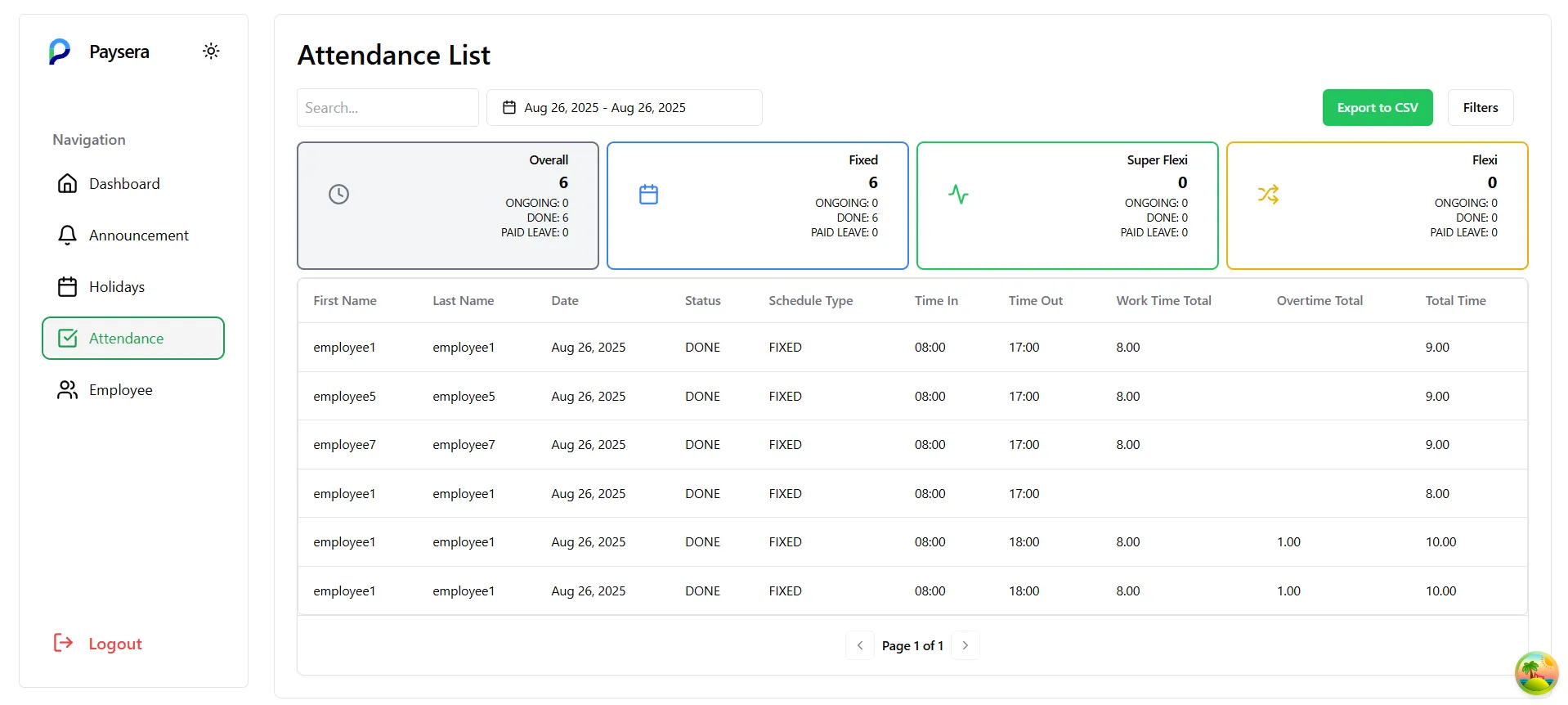 image of paysera timekeeping system